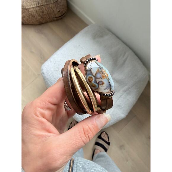 Taylor and tessier Jewelry - Taylor & Tessier Leather wrap bracelet with crazy lace agate